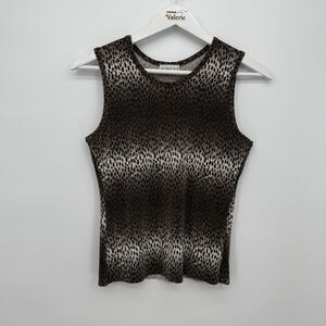 Ninety Cheetah Print Crinkle Sleeveless Top Size Small 90s-Y2k